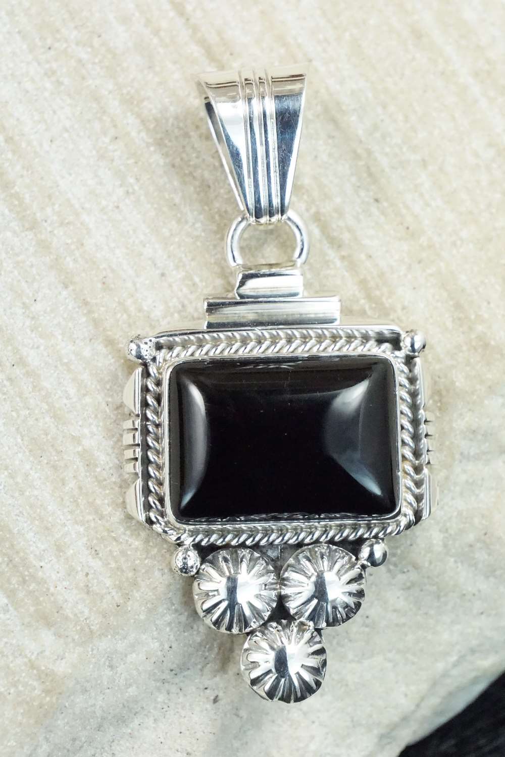 Onyx & Sterling Silver Pendant - Daniel Benally