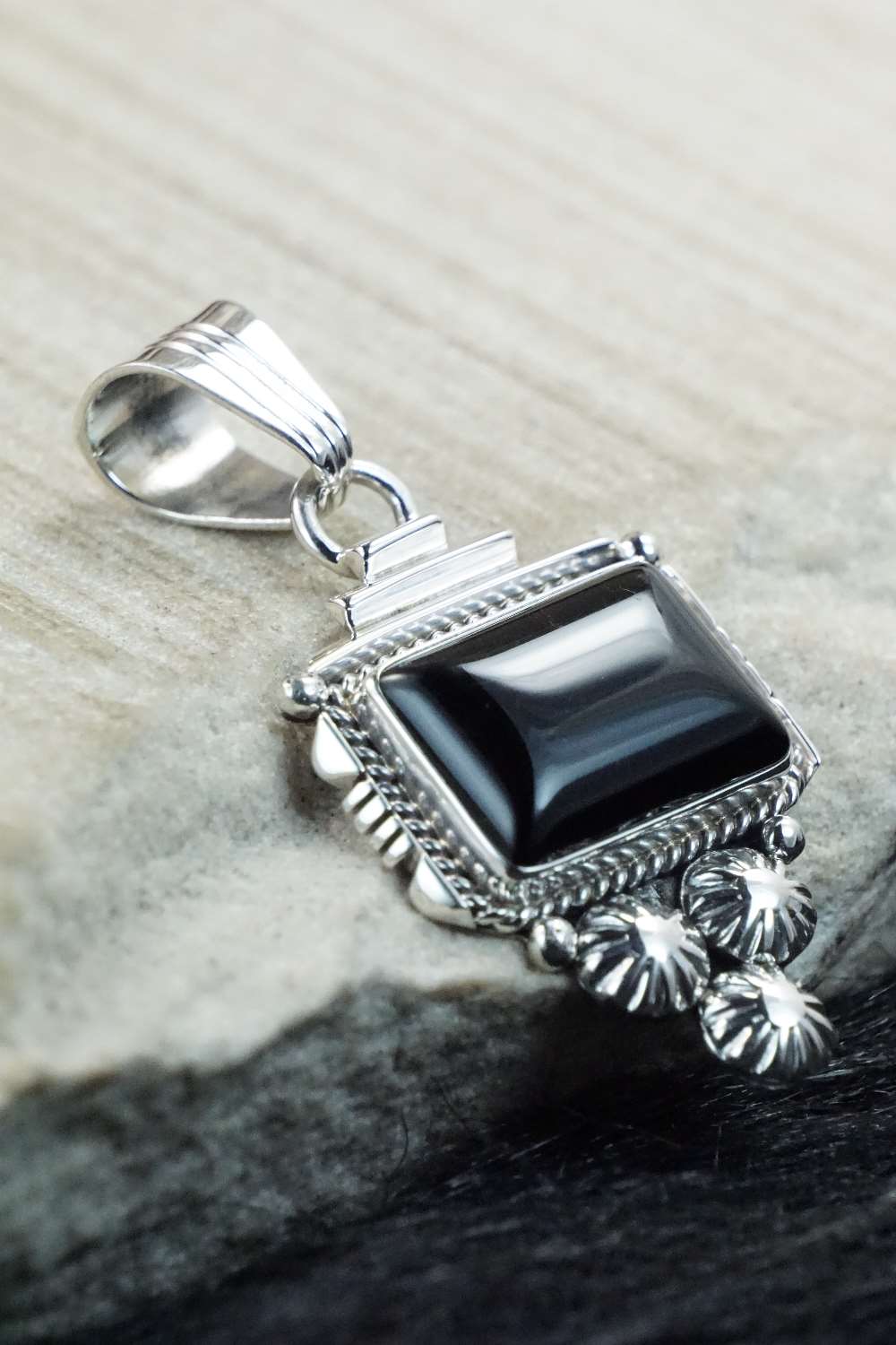 Onyx & Sterling Silver Pendant - Daniel Benally