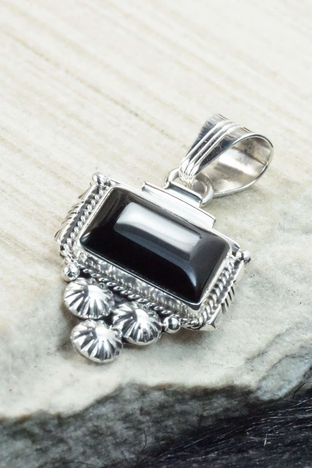 Onyx & Sterling Silver Pendant - Daniel Benally