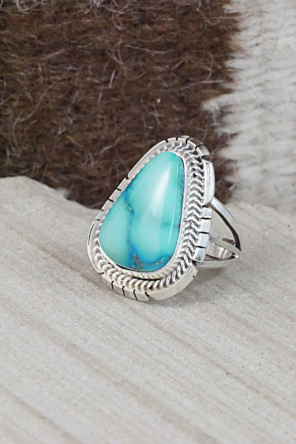 Turquoise & Sterling Silver Ring - Samuel Yellowhair - Size 5.5