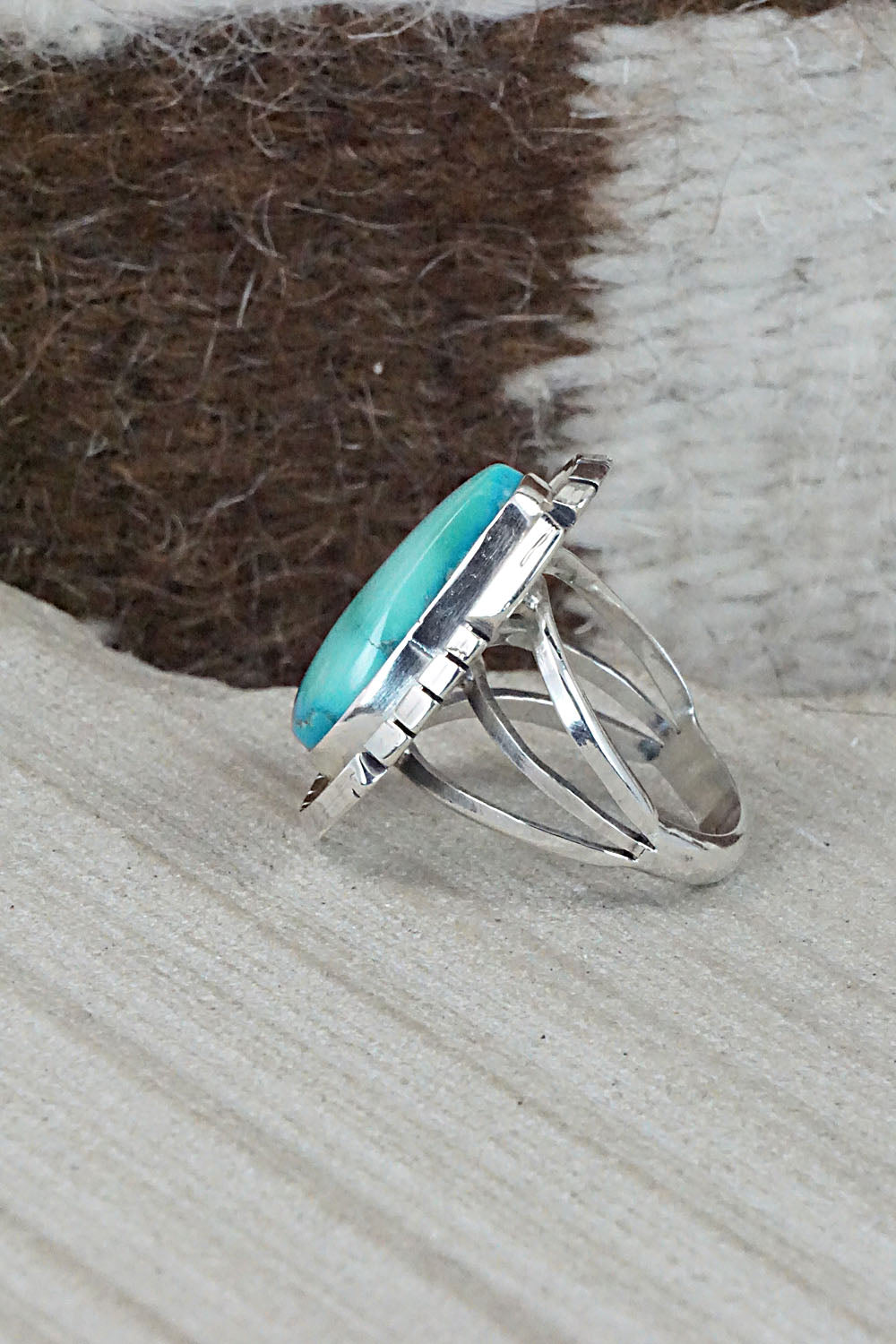Turquoise & Sterling Silver Ring - Samuel Yellowhair - Size 5.5