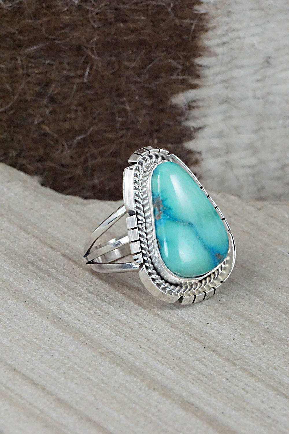 Turquoise & Sterling Silver Ring - Samuel Yellowhair - Size 5.5
