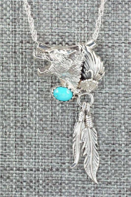 Turquoise & Sterling Silver Necklace - Lee Shorty