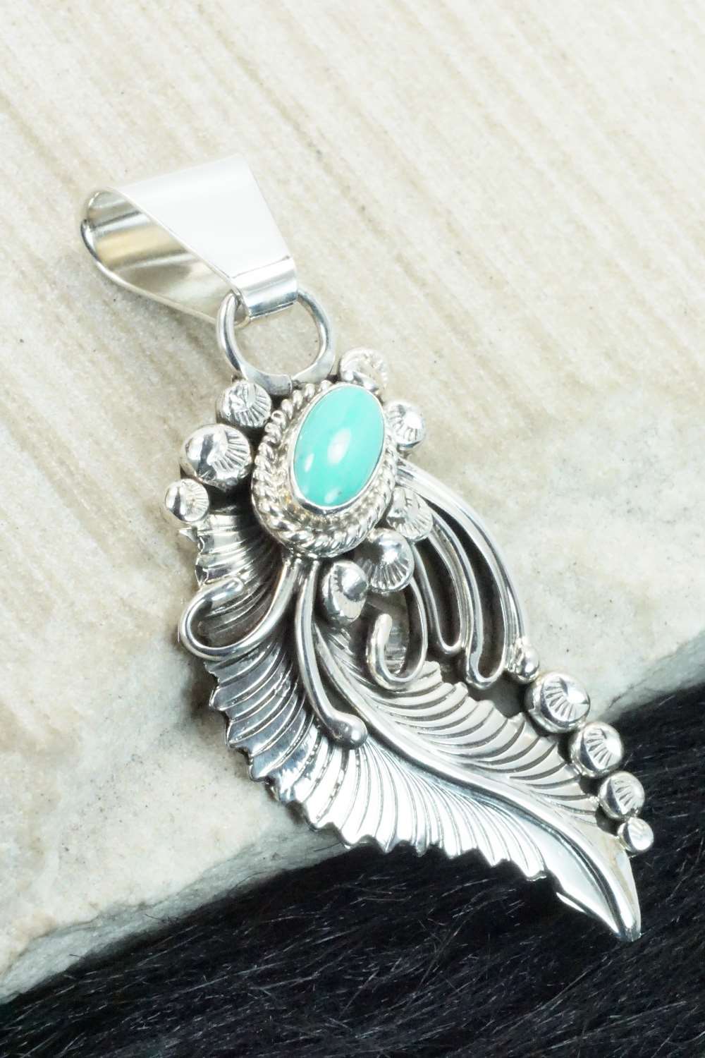Turquoise & Sterling Silver Pendant - Navajo