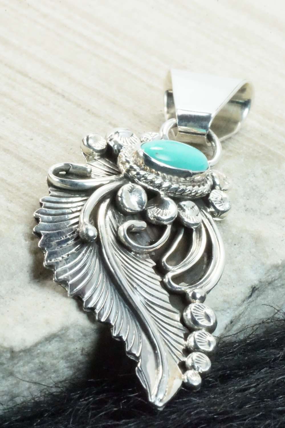 Turquoise & Sterling Silver Pendant - Navajo