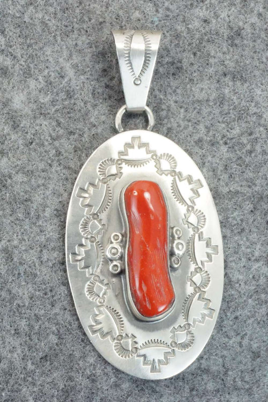 Coral & Sterling Silver Pendant - Wallace Jr.