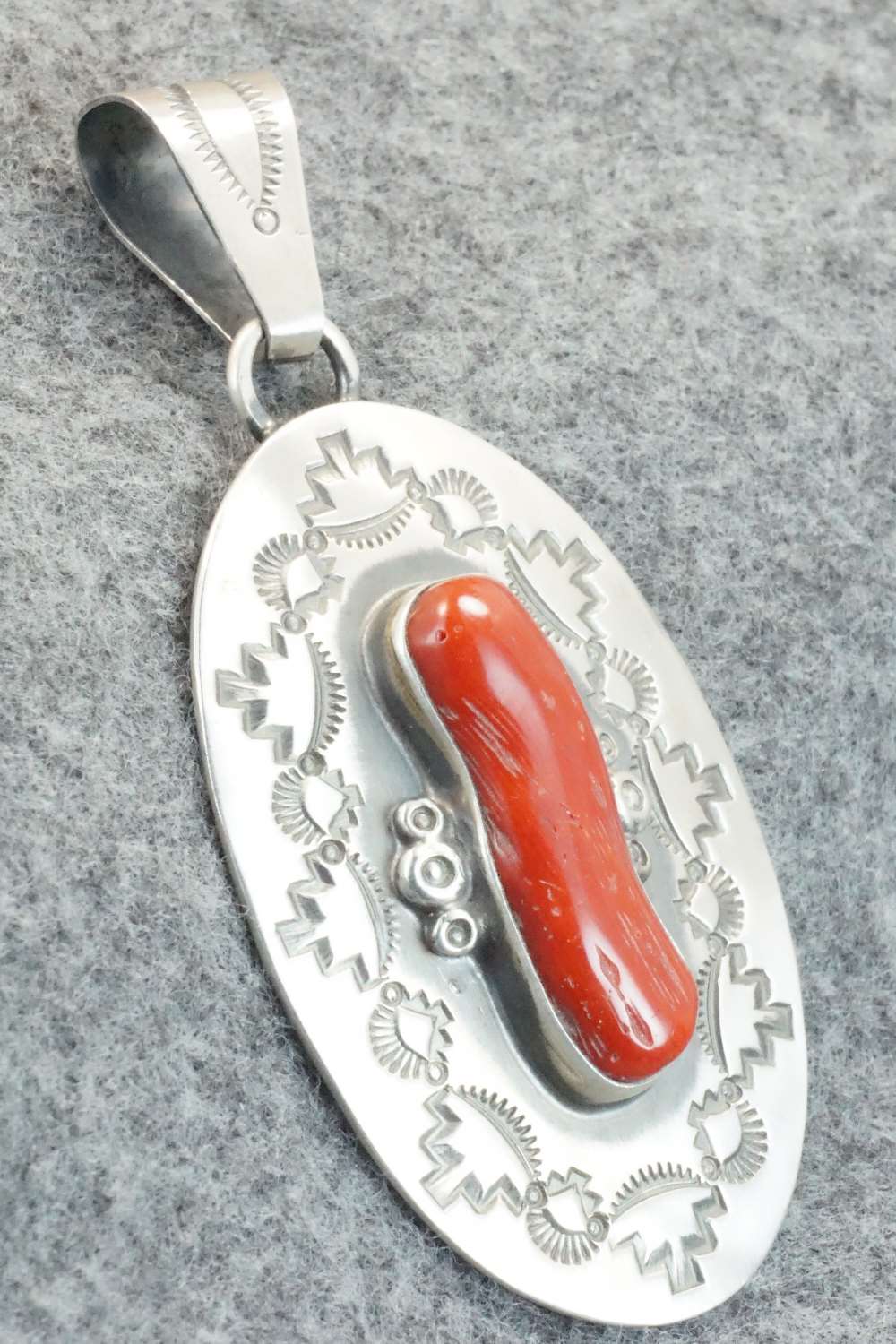 Coral & Sterling Silver Pendant - Wallace Jr.