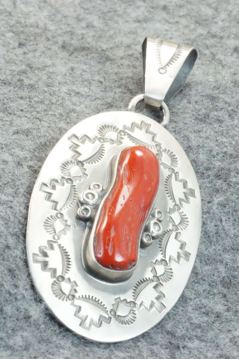Coral & Sterling Silver Pendant - Wallace Jr.