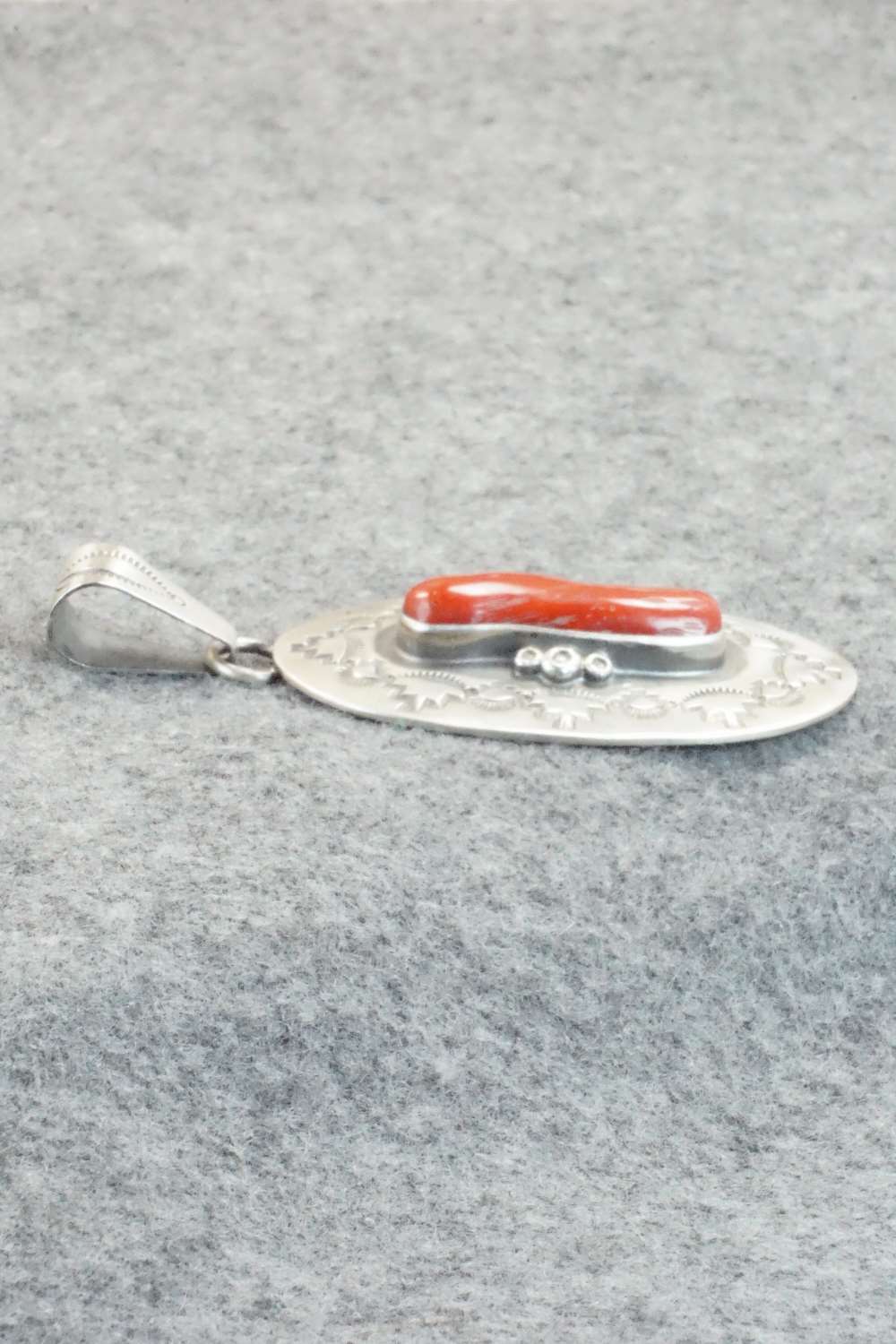 Coral & Sterling Silver Pendant - Wallace Jr.