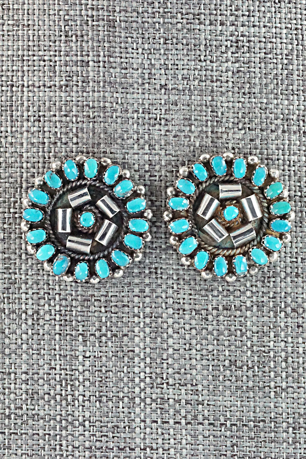 Turquoise & Sterling Silver Earrings - Lorencita Walela