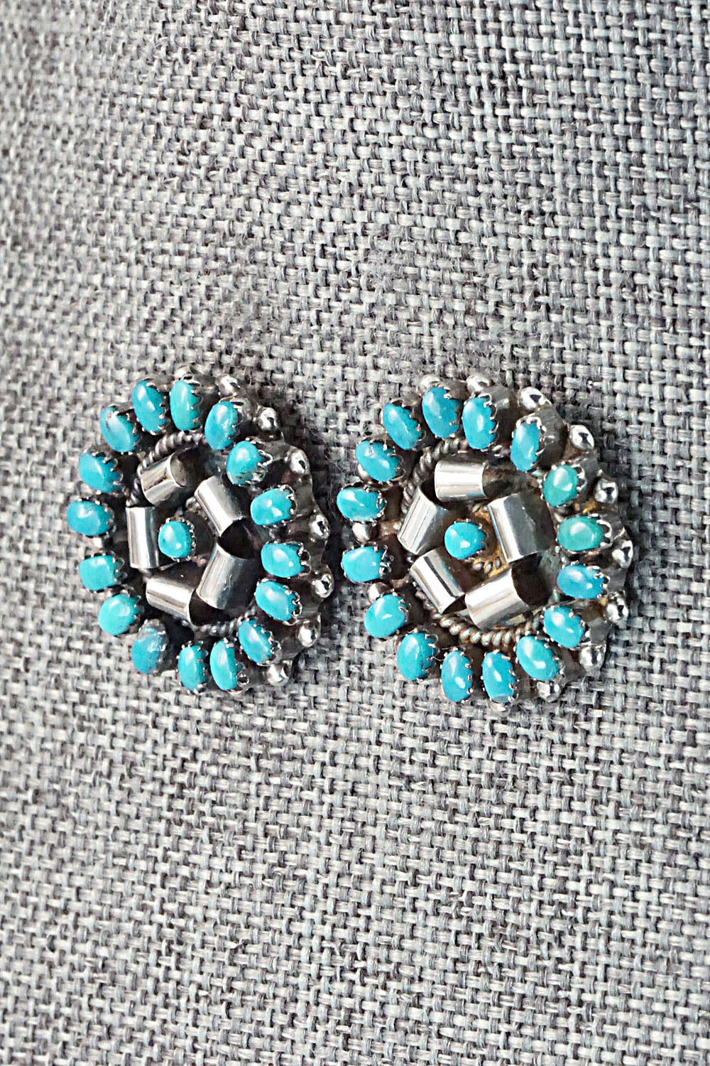 Turquoise & Sterling Silver Earrings - Lorencita Walela