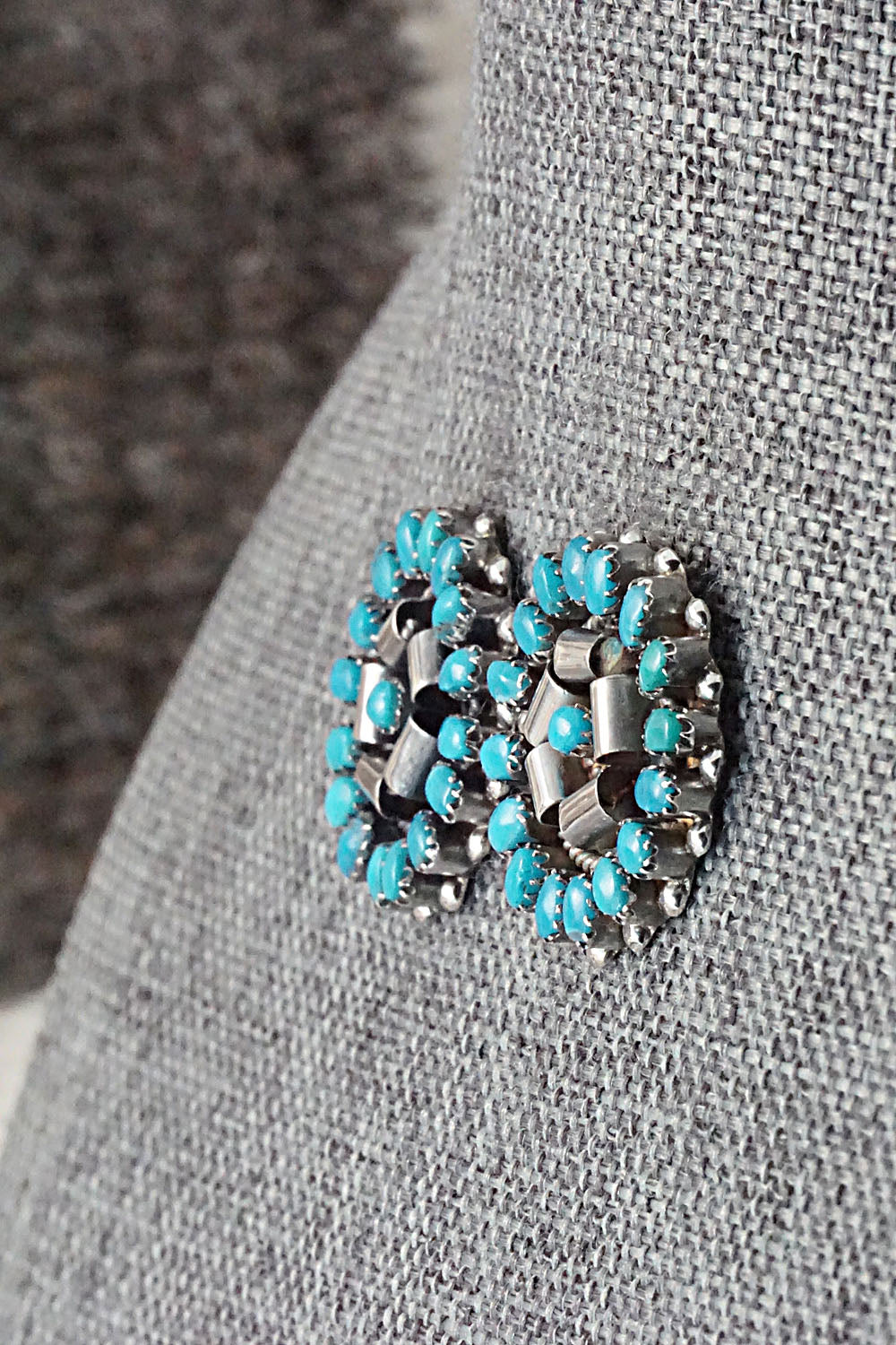 Turquoise & Sterling Silver Earrings - Lorencita Walela