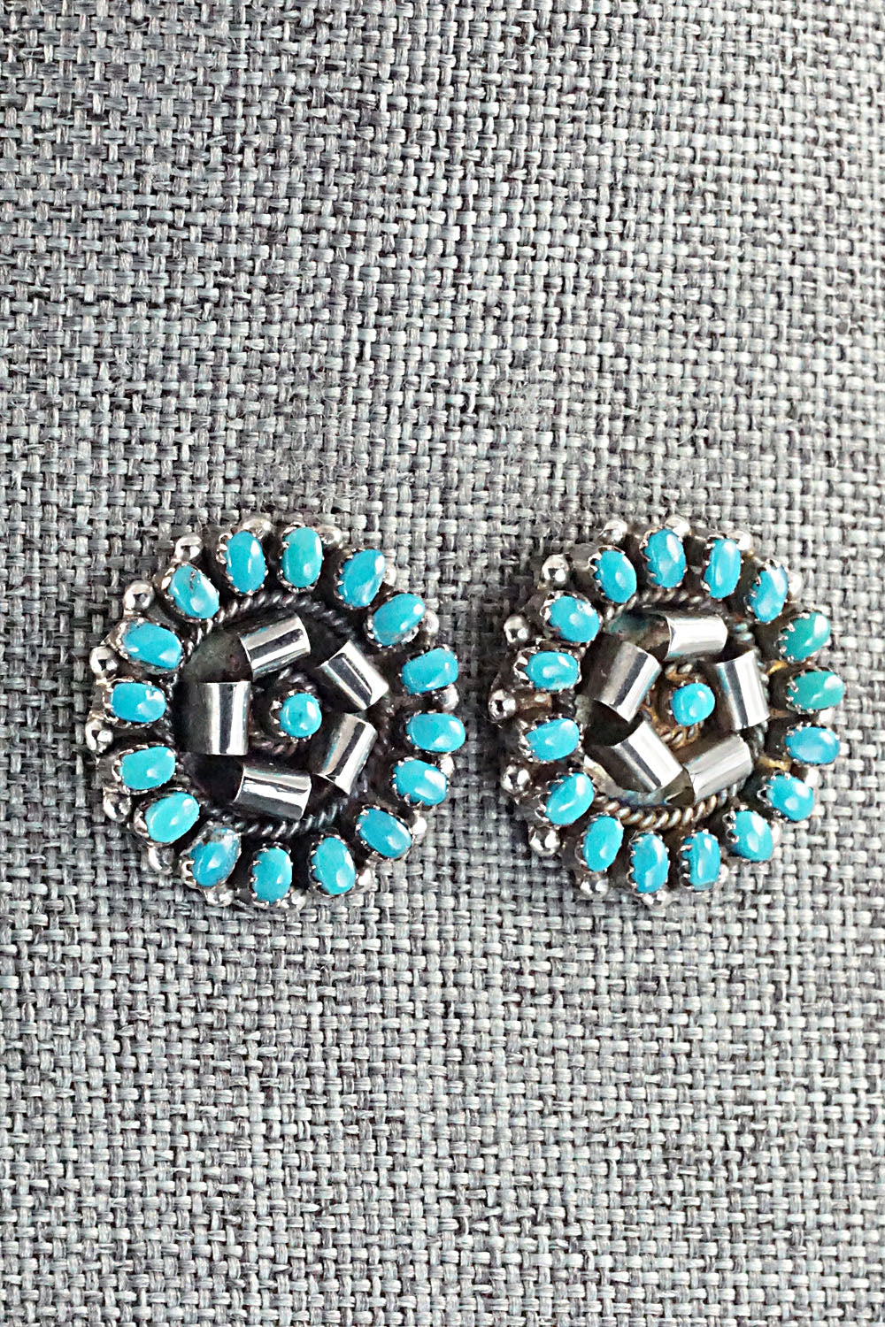 Turquoise & Sterling Silver Earrings - Lorencita Walela