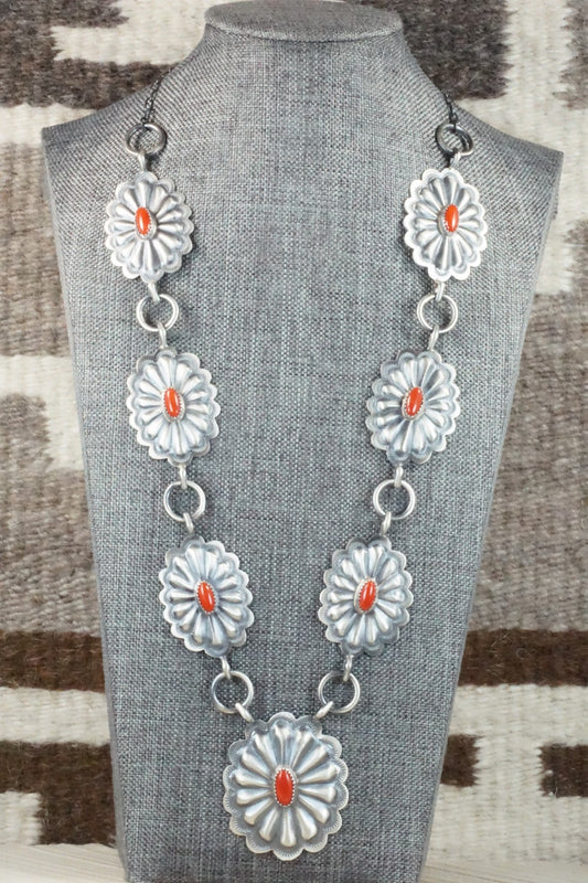 Coral & Sterling Silver Necklace - Dale Morgan