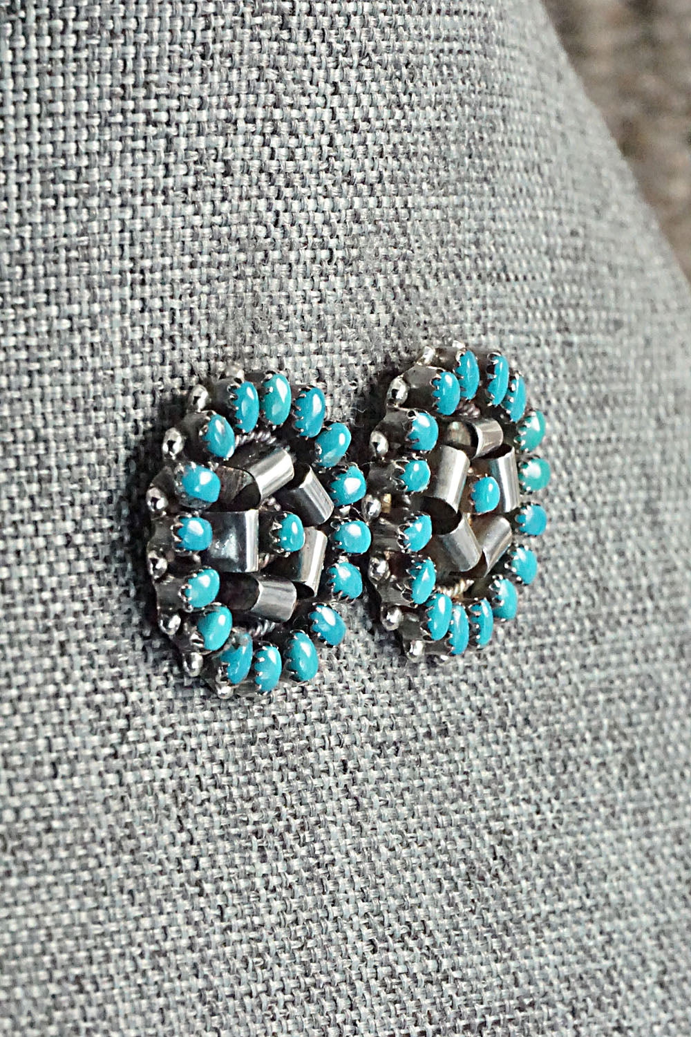 Turquoise & Sterling Silver Earrings - Lorencita Walela