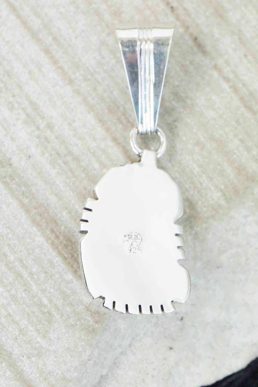 Coral & Sterling Silver Pendant - Samuel Yellowhair