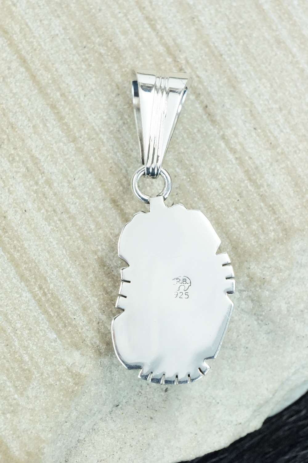 Coral & Sterling Silver Pendant - Samuel Yellowhair
