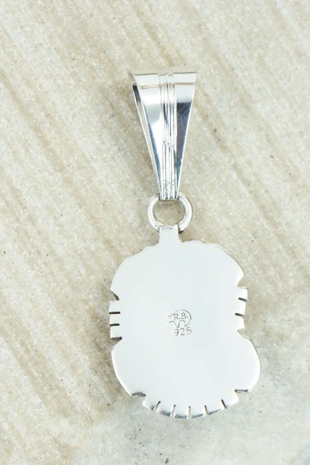 Coral & Sterling Silver Pendant - Samuel Yellowhair