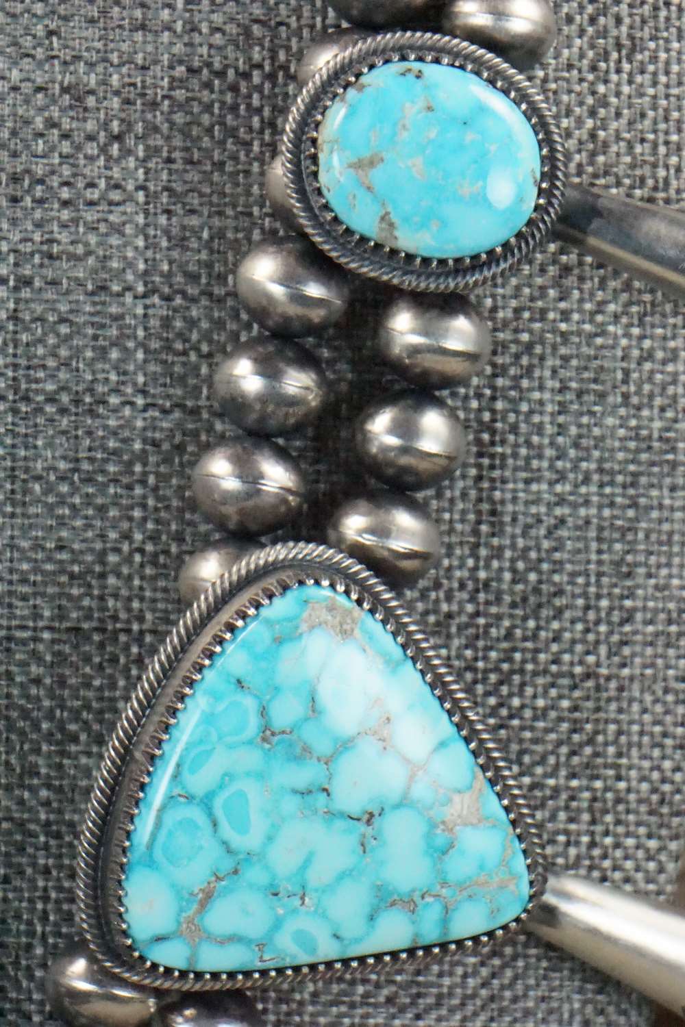 Kingman Turquoise & Sterling Silver Squash Blossom  - Derrick Gordon