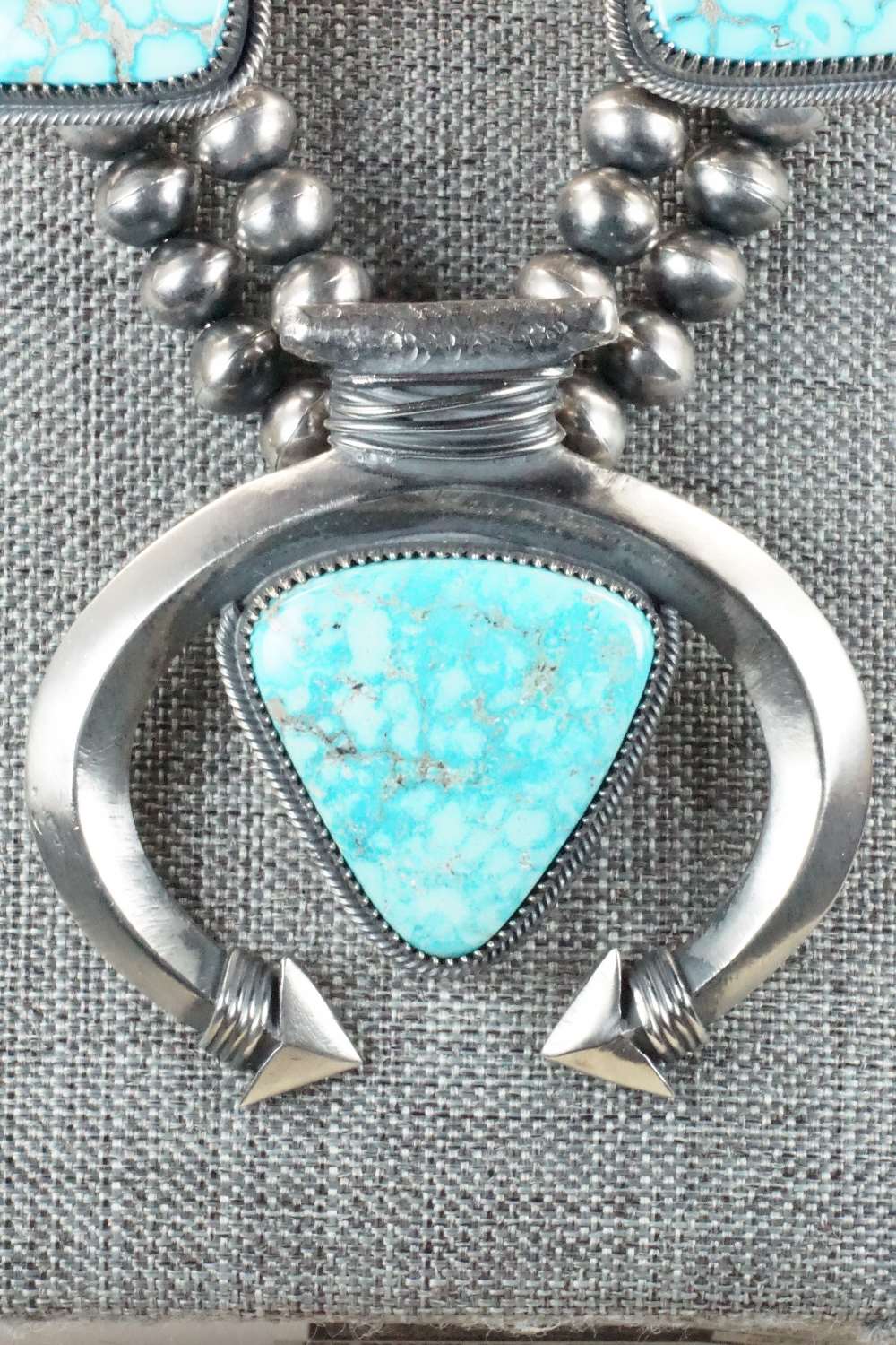 Kingman Turquoise & Sterling Silver Squash Blossom  - Derrick Gordon