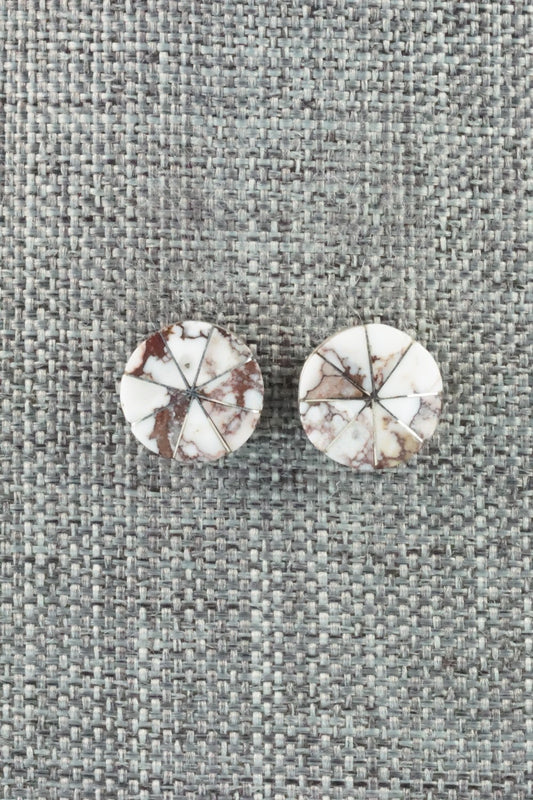 Wild Horse & Sterling Silver Inlay Earrings - Johnson Laweka