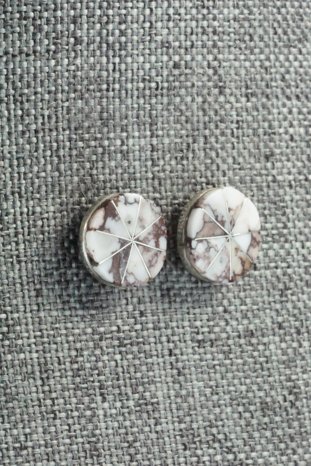 Wild Horse & Sterling Silver Inlay Earrings - Johnson Laweka