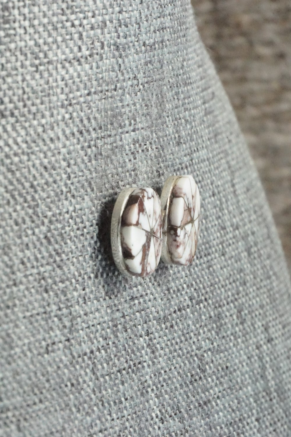 Wild Horse & Sterling Silver Inlay Earrings - Johnson Laweka
