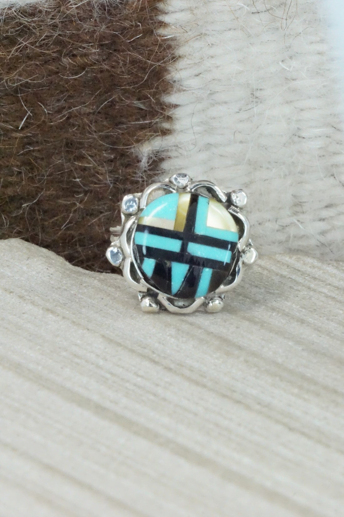 Multi Stone & Sterling Silver Ring - Andrew Dewa - Size 5.75