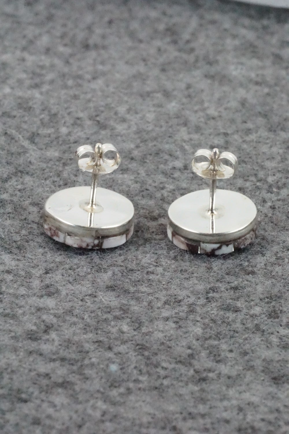 Wild Horse & Sterling Silver Inlay Earrings - Johnson Laweka