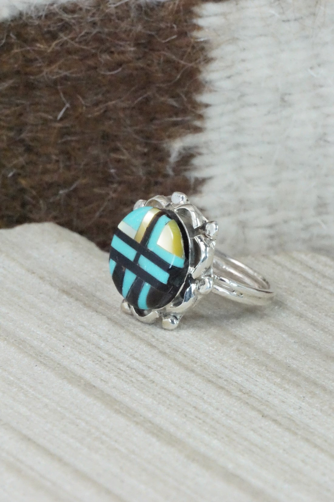 Multi Stone & Sterling Silver Ring - Andrew Dewa - Size 5.75