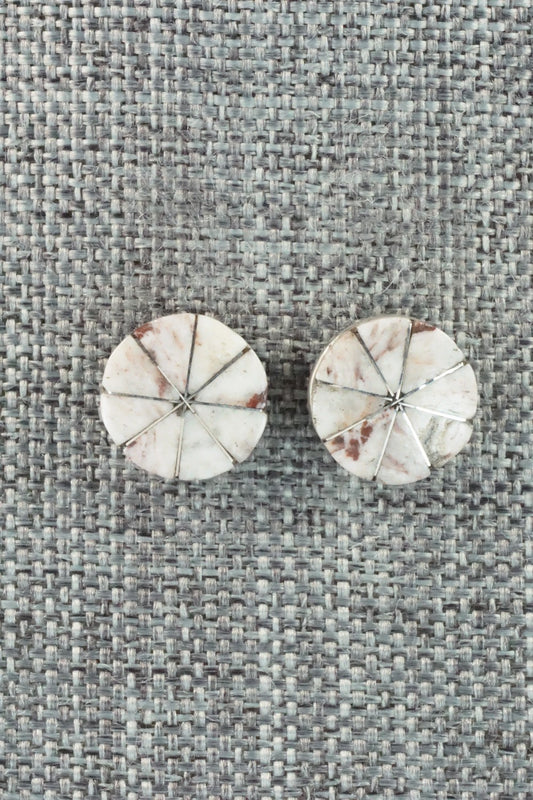Wild Horse & Sterling Silver Inlay Earrings - Johnson Laweka