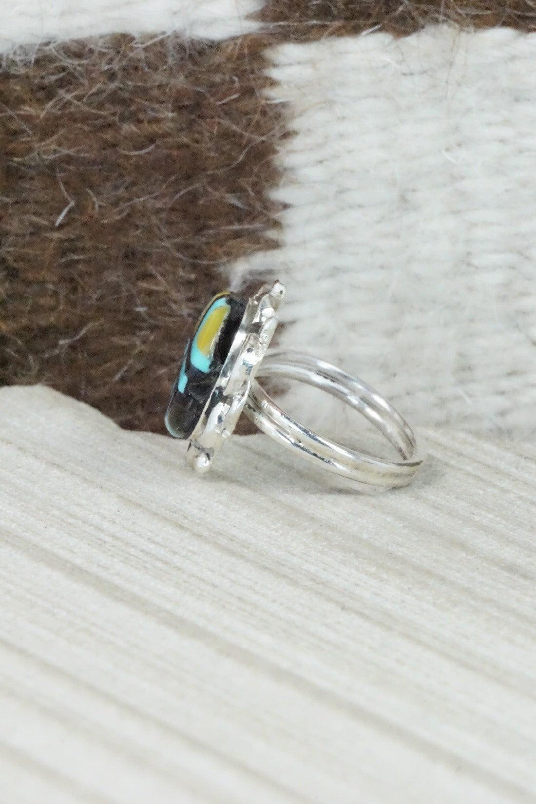 Multi Stone & Sterling Silver Ring - Andrew Dewa - Size 5.75