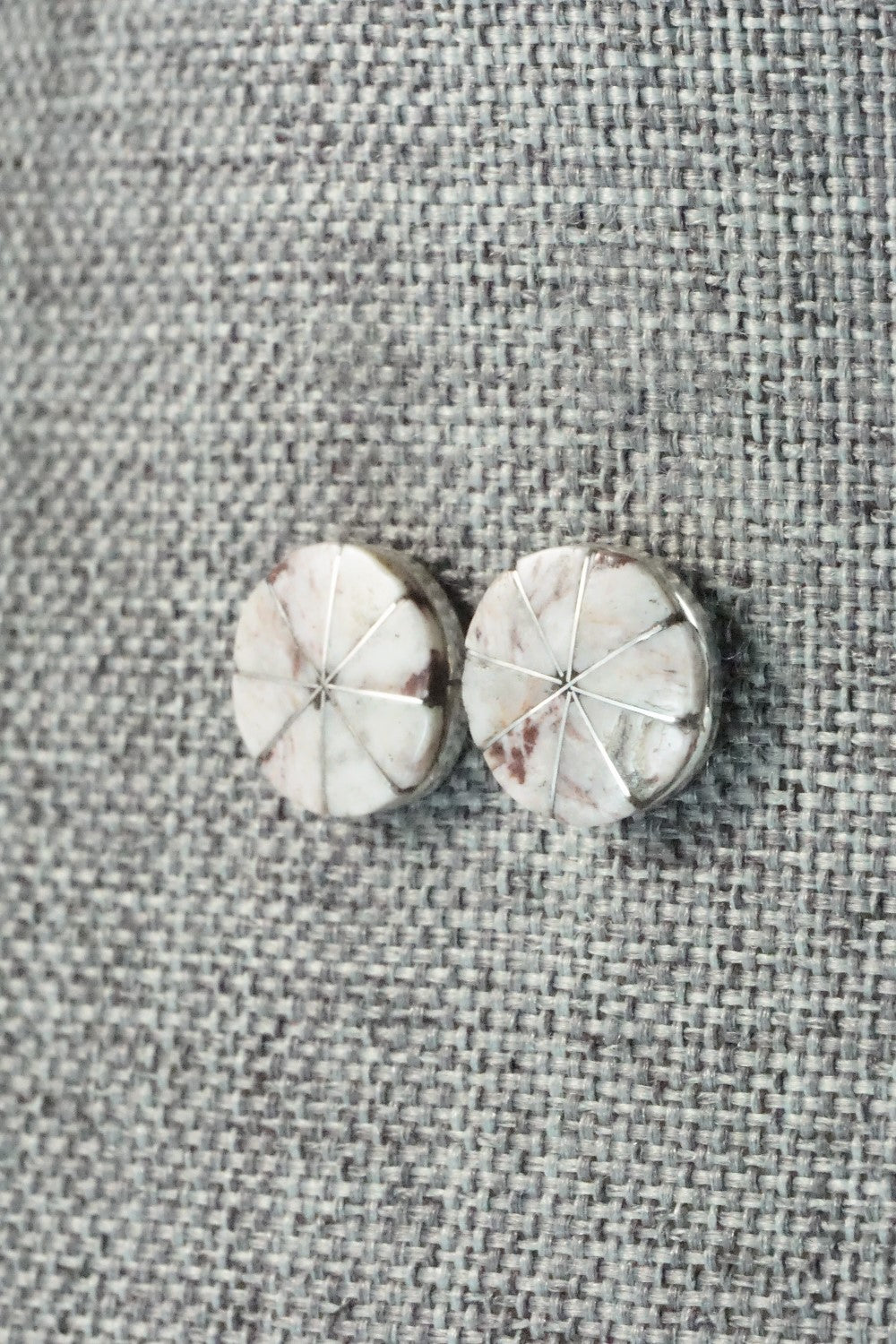 Wild Horse & Sterling Silver Inlay Earrings - Johnson Laweka