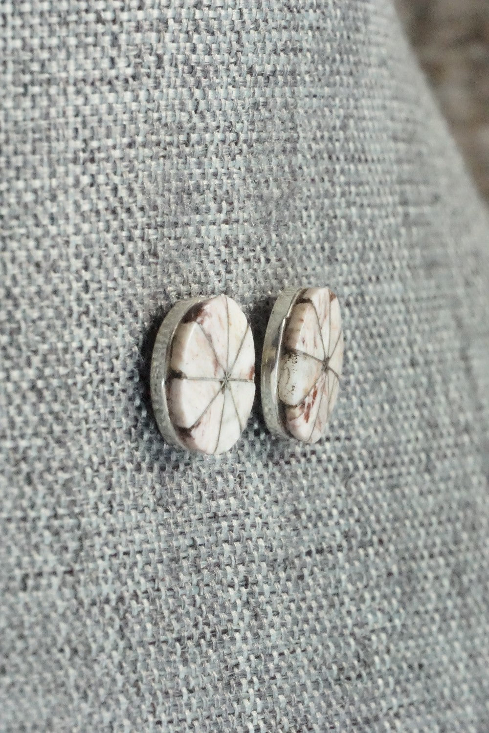 Wild Horse & Sterling Silver Inlay Earrings - Johnson Laweka