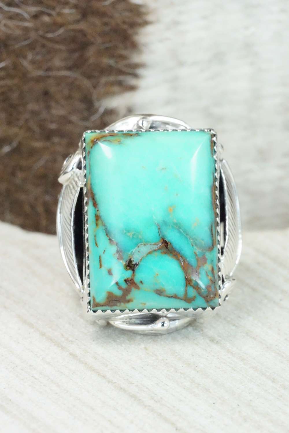 Turquoise & Sterling Silver Ring - Darrell Morgan - Size 10