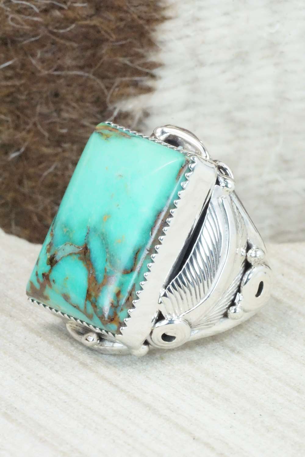 Turquoise & Sterling Silver Ring - Darrell Morgan - Size 10