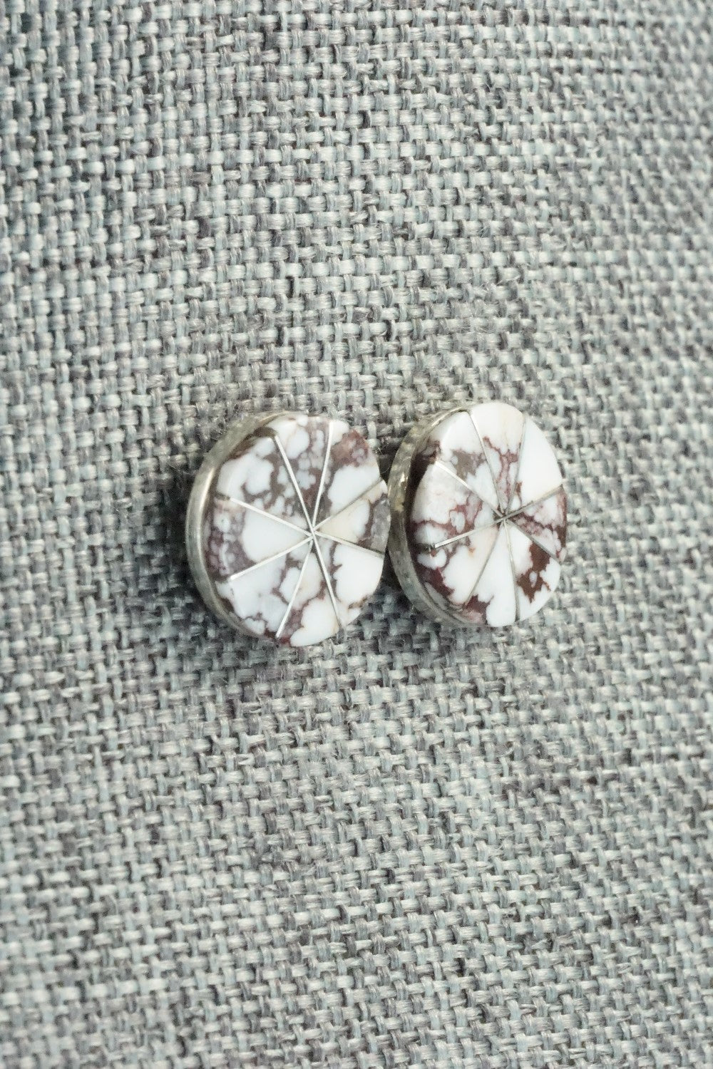 Wild Horse & Sterling Silver Inlay Earrings - Johnson Laweka