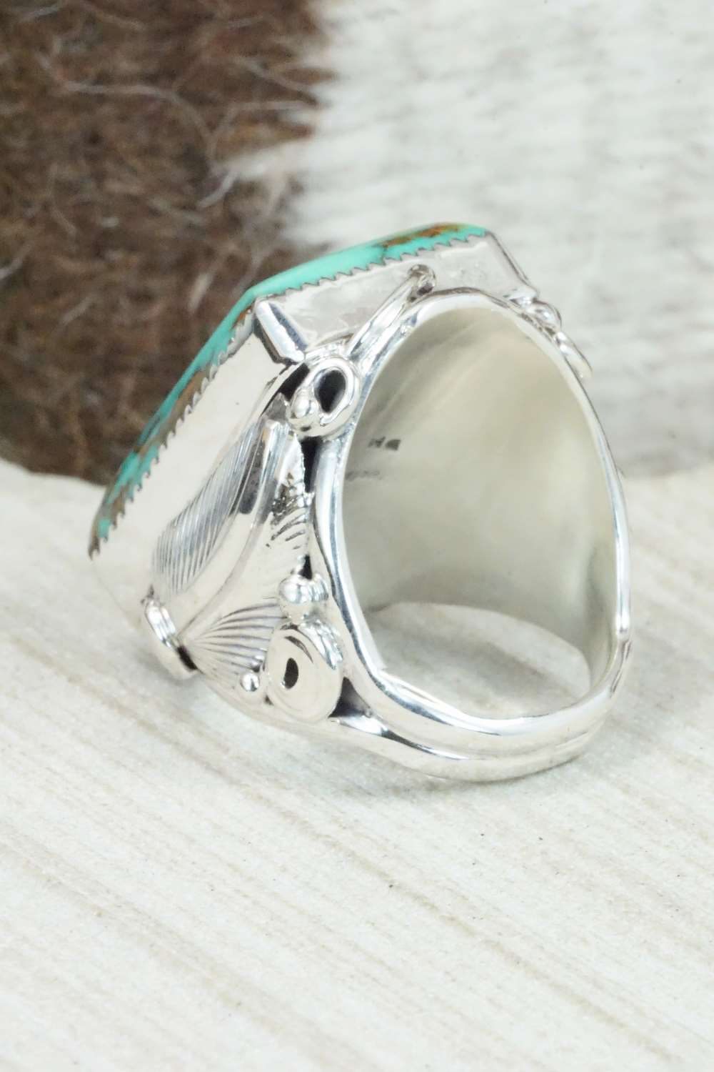 Turquoise & Sterling Silver Ring - Darrell Morgan - Size 10