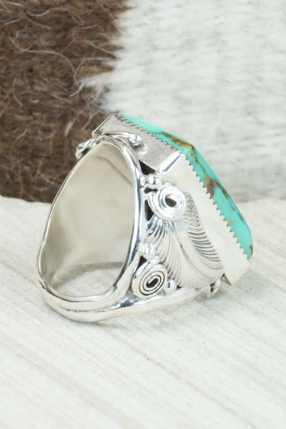Turquoise & Sterling Silver Ring - Darrell Morgan - Size 10