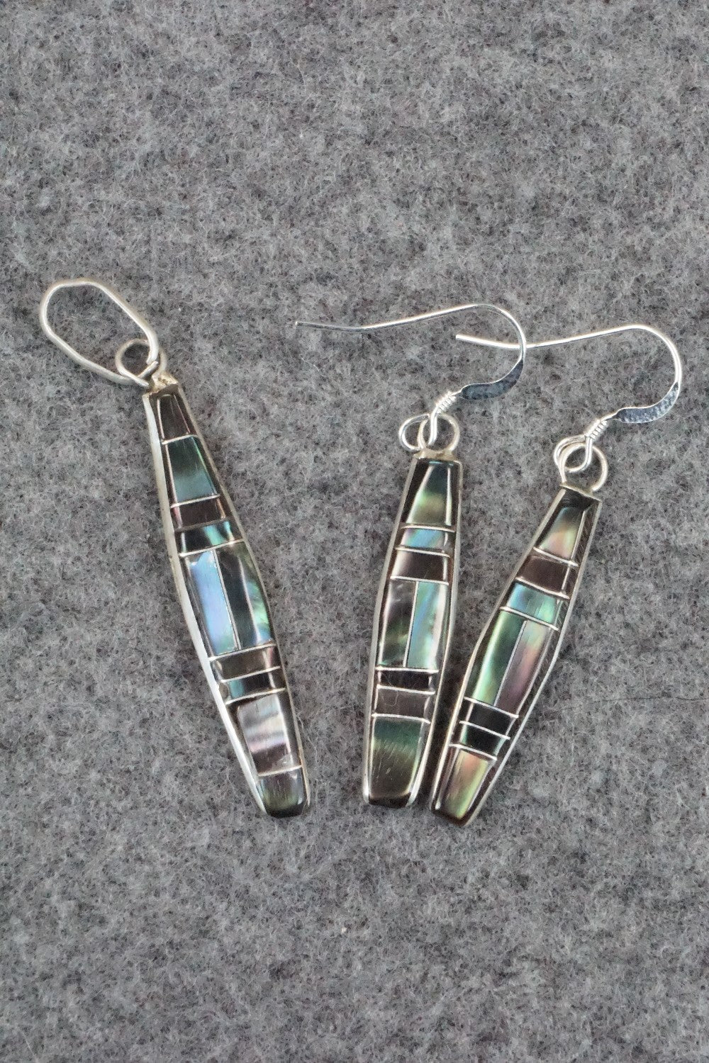 Abalone & Sterling Silver Inlay Earrings and Pendant - Orlandy Laate