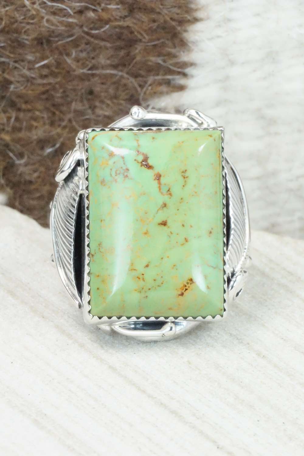 Turquoise & Sterling Silver Ring - Darrell Morgan - Size 10.5
