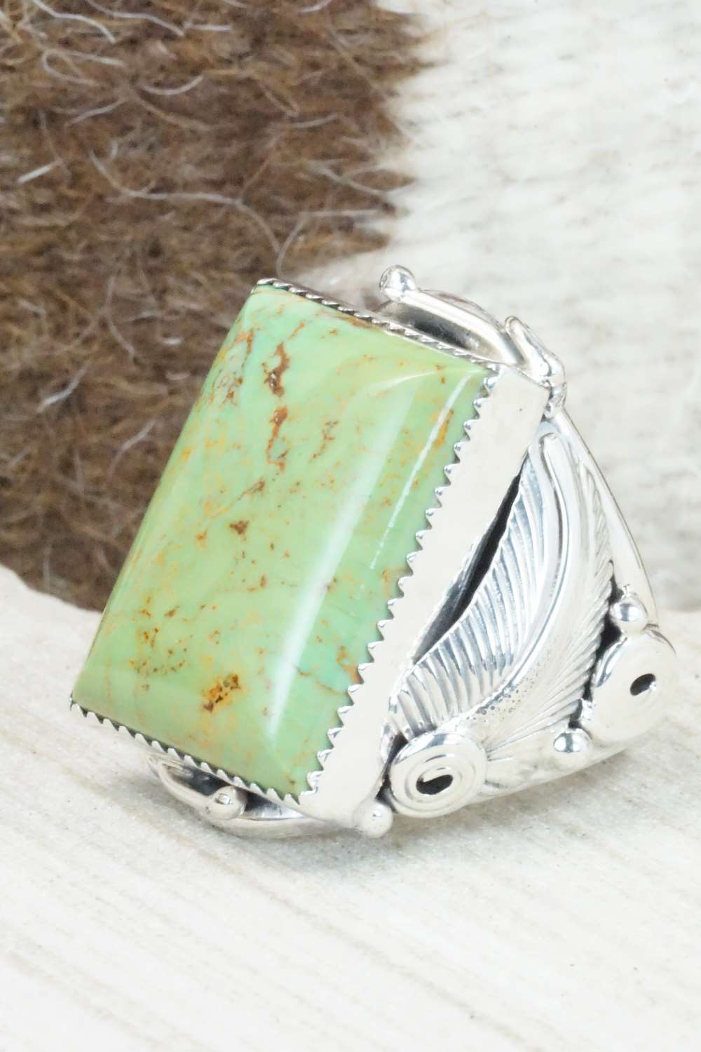 Turquoise & Sterling Silver Ring - Darrell Morgan - Size 10.5