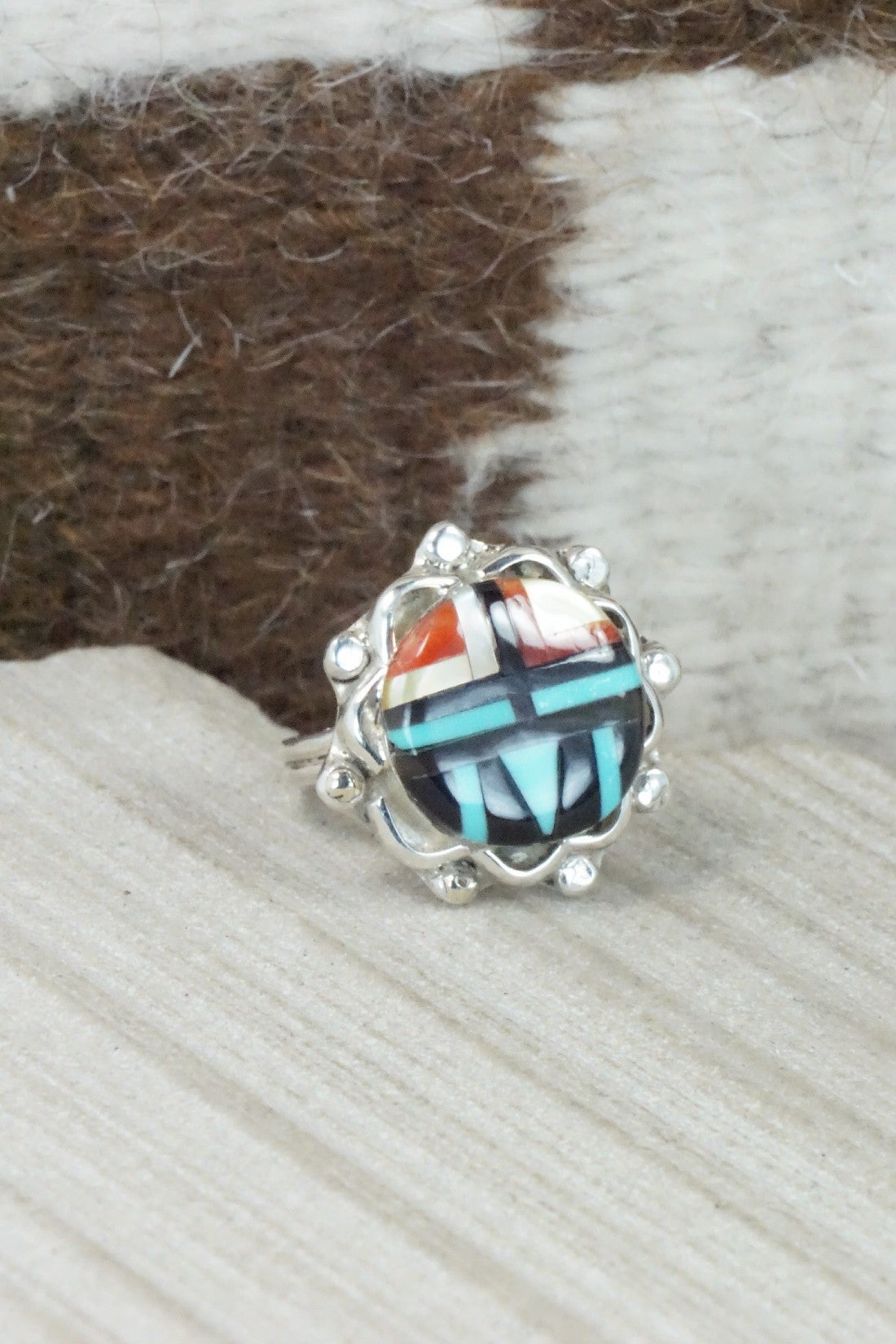 Multi Stone & Sterling Silver Ring - Andrew Dewa - Size 5.5