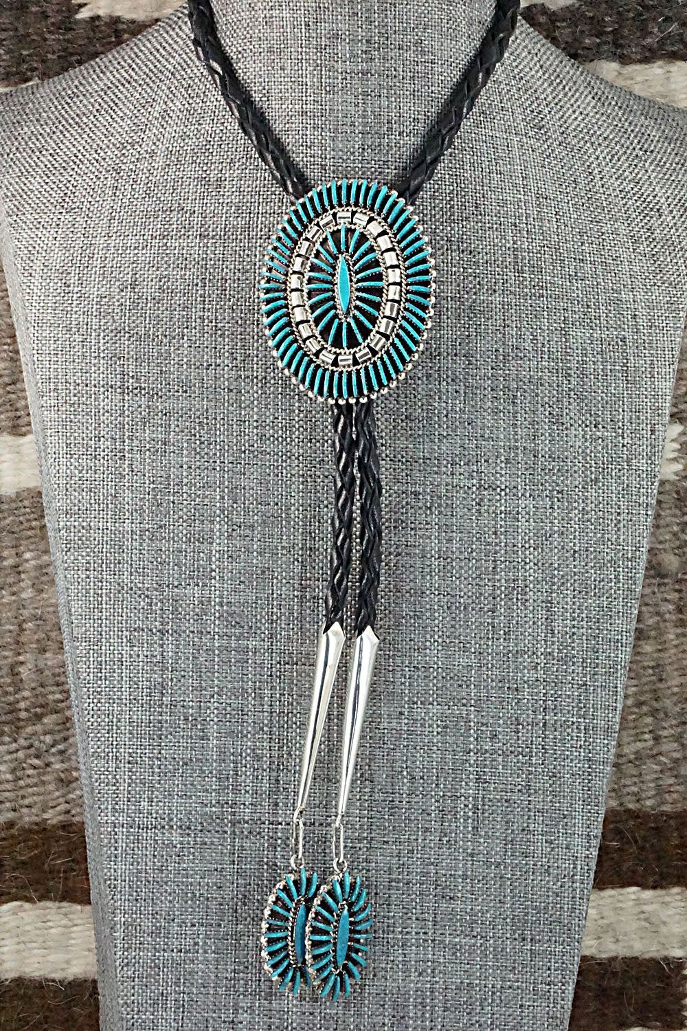 Turquoise & Sterling Silver Bolo Tie - Edmund Cooeyate