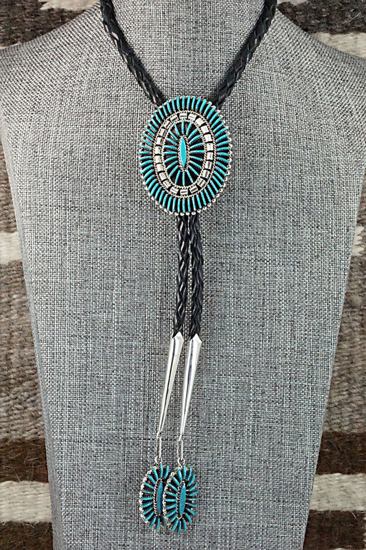 Turquoise & Sterling Silver Bolo Tie - Edmund Cooeyate