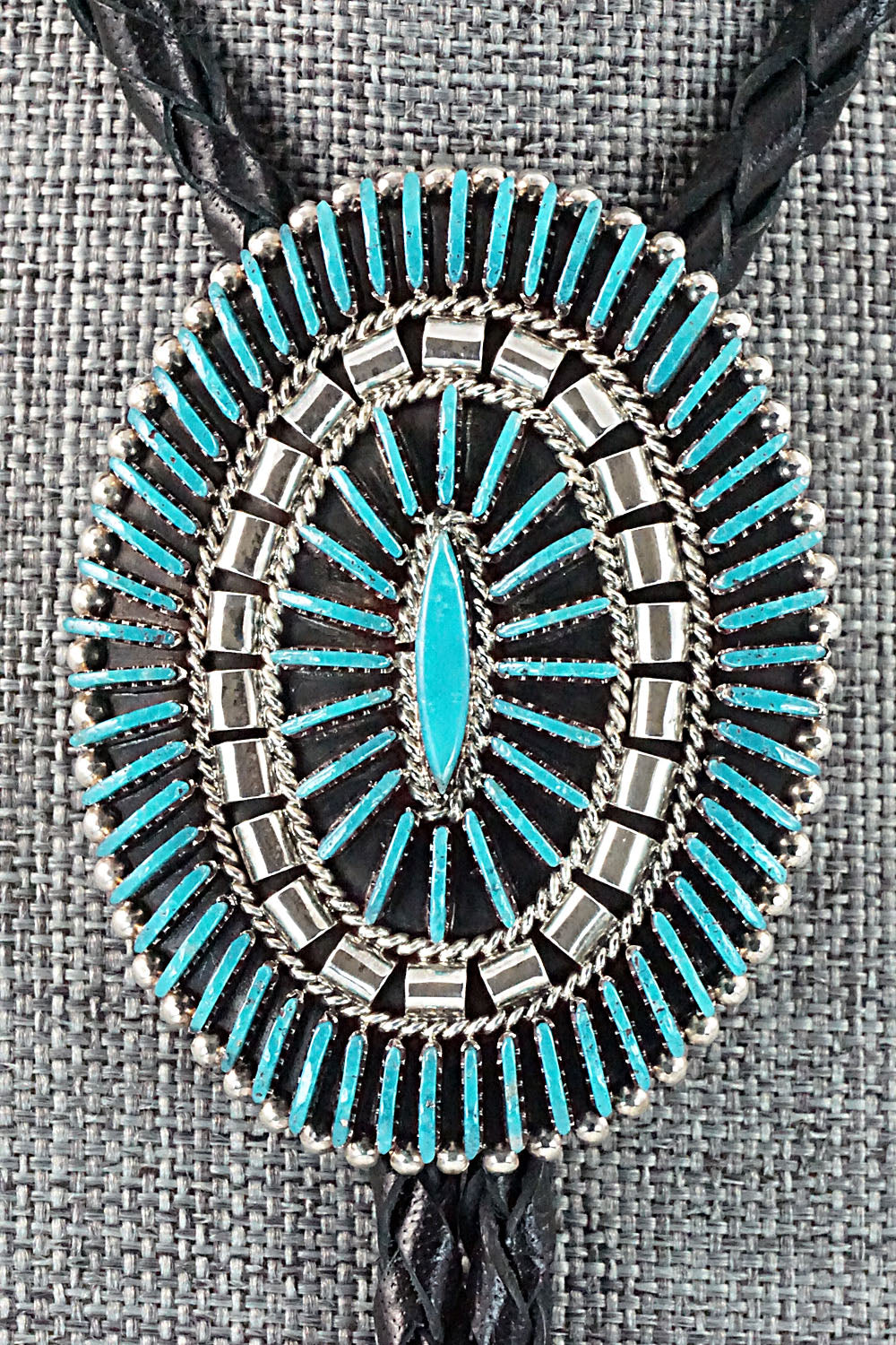 Turquoise & Sterling Silver Bolo Tie - Edmund Cooeyate