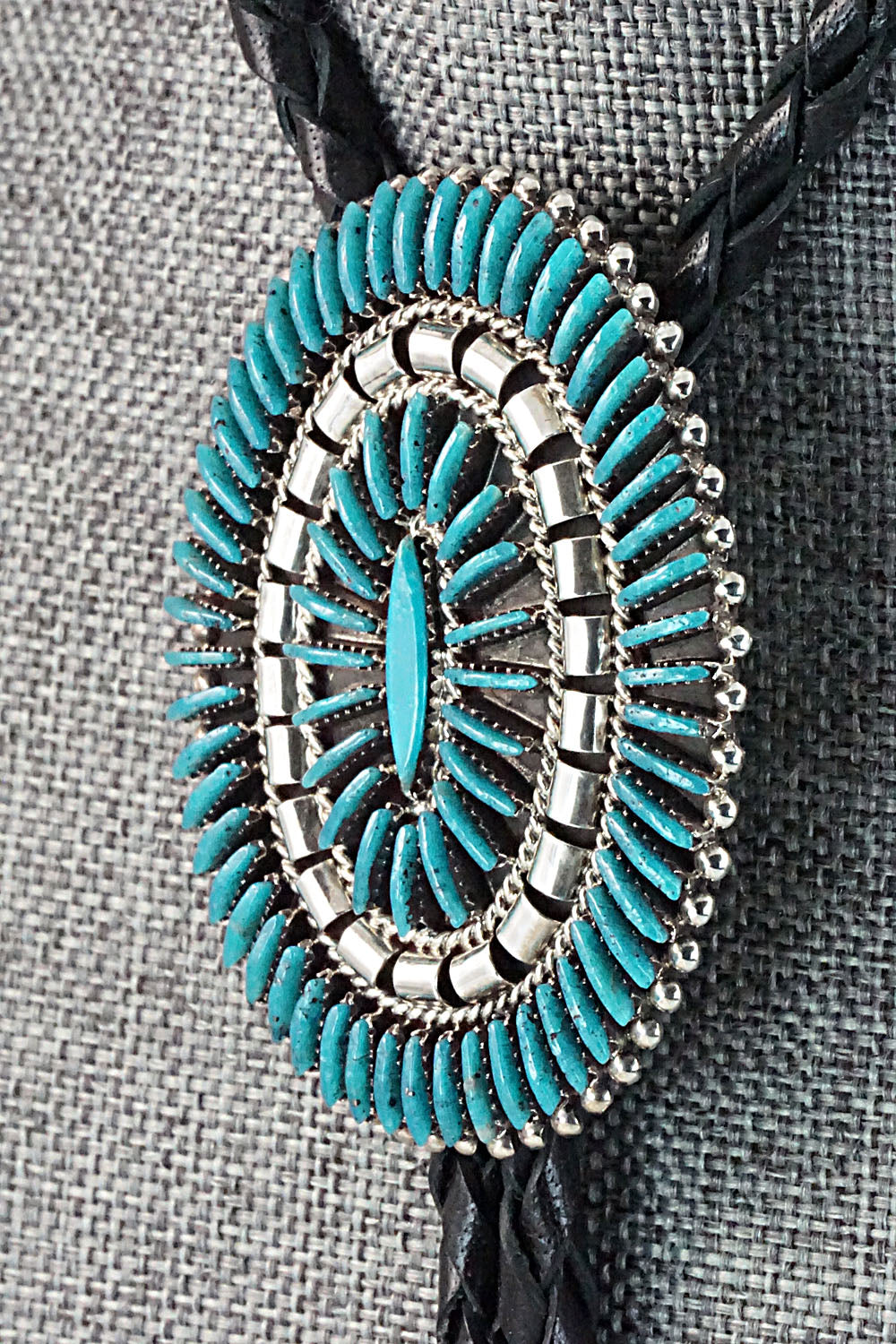 Turquoise & Sterling Silver Bolo Tie - Edmund Cooeyate