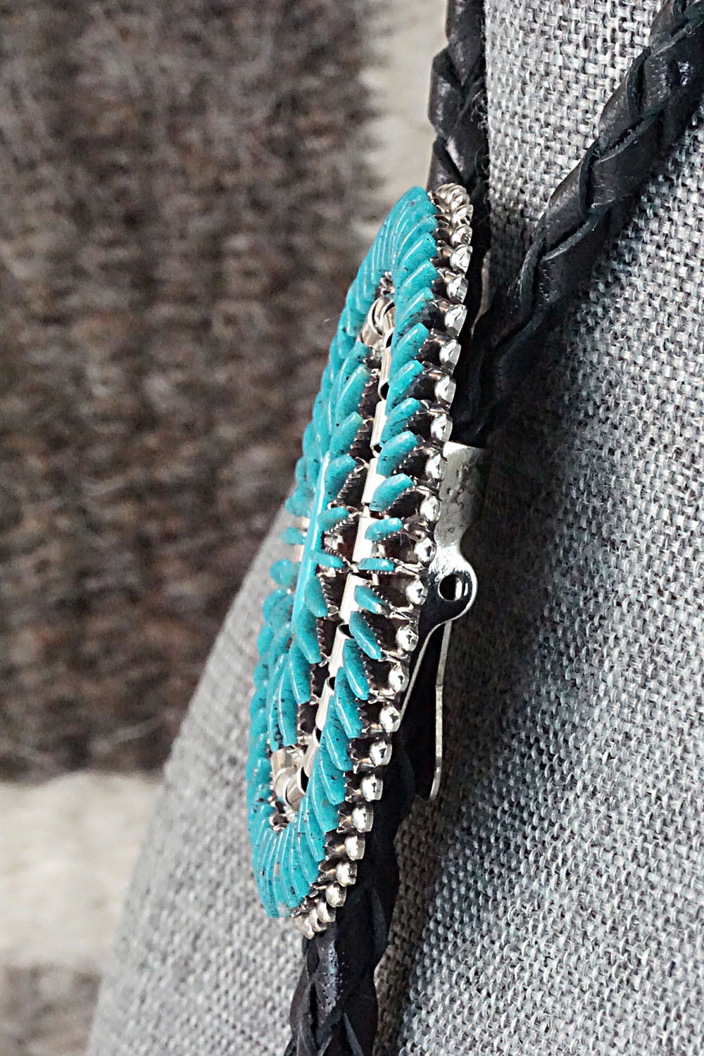 Turquoise & Sterling Silver Bolo Tie - Edmund Cooeyate