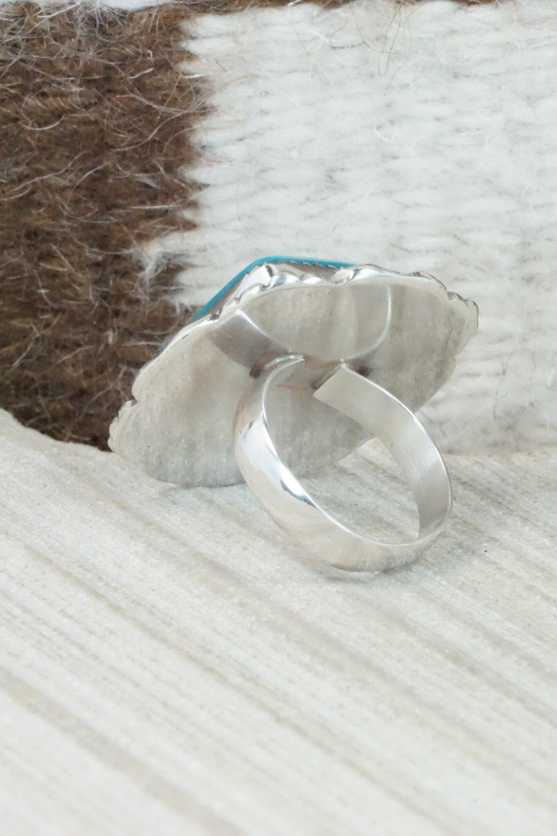 Turquoise & Sterling Silver Ring - Kenny Calavaza - Size 7