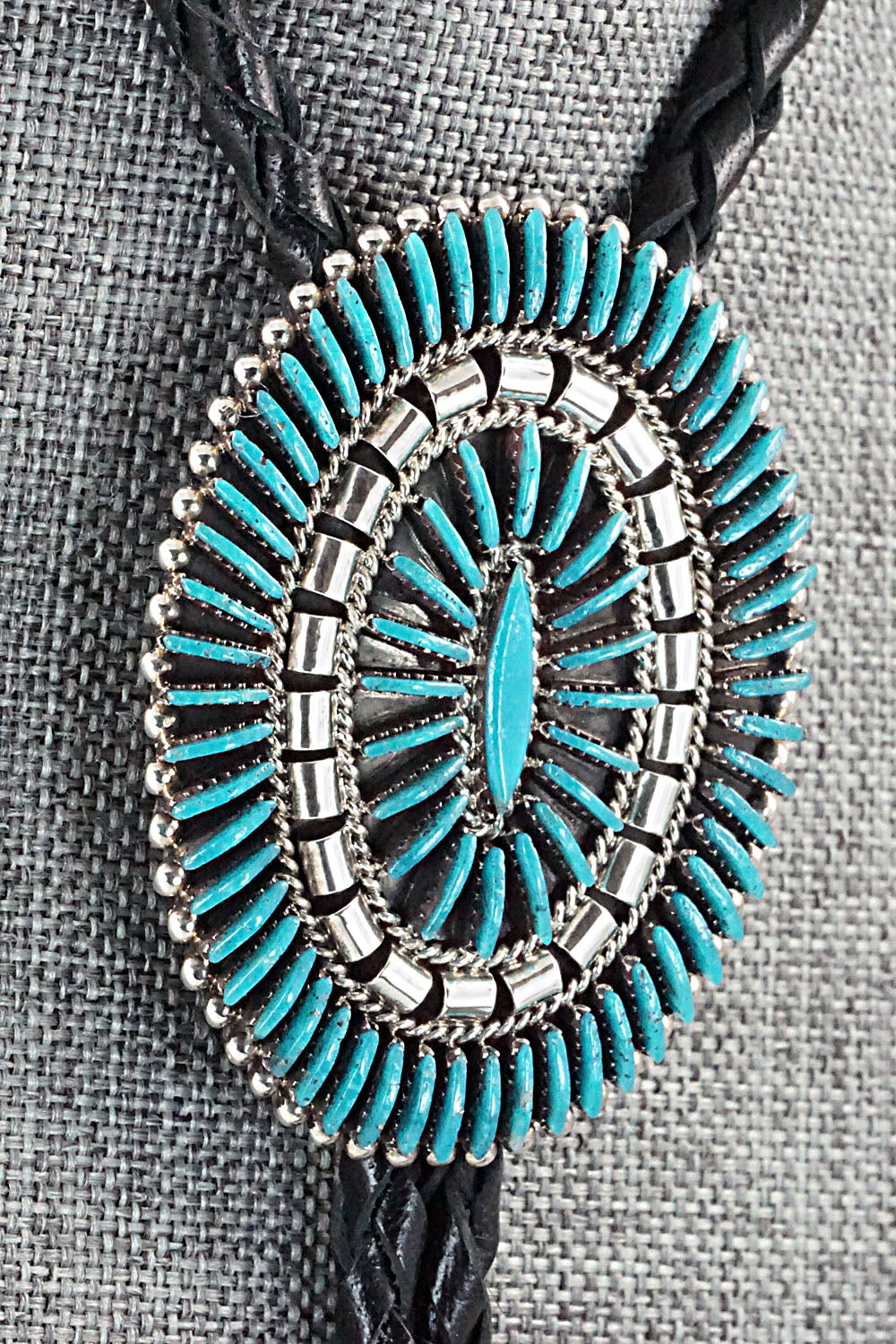Turquoise & Sterling Silver Bolo Tie - Edmund Cooeyate